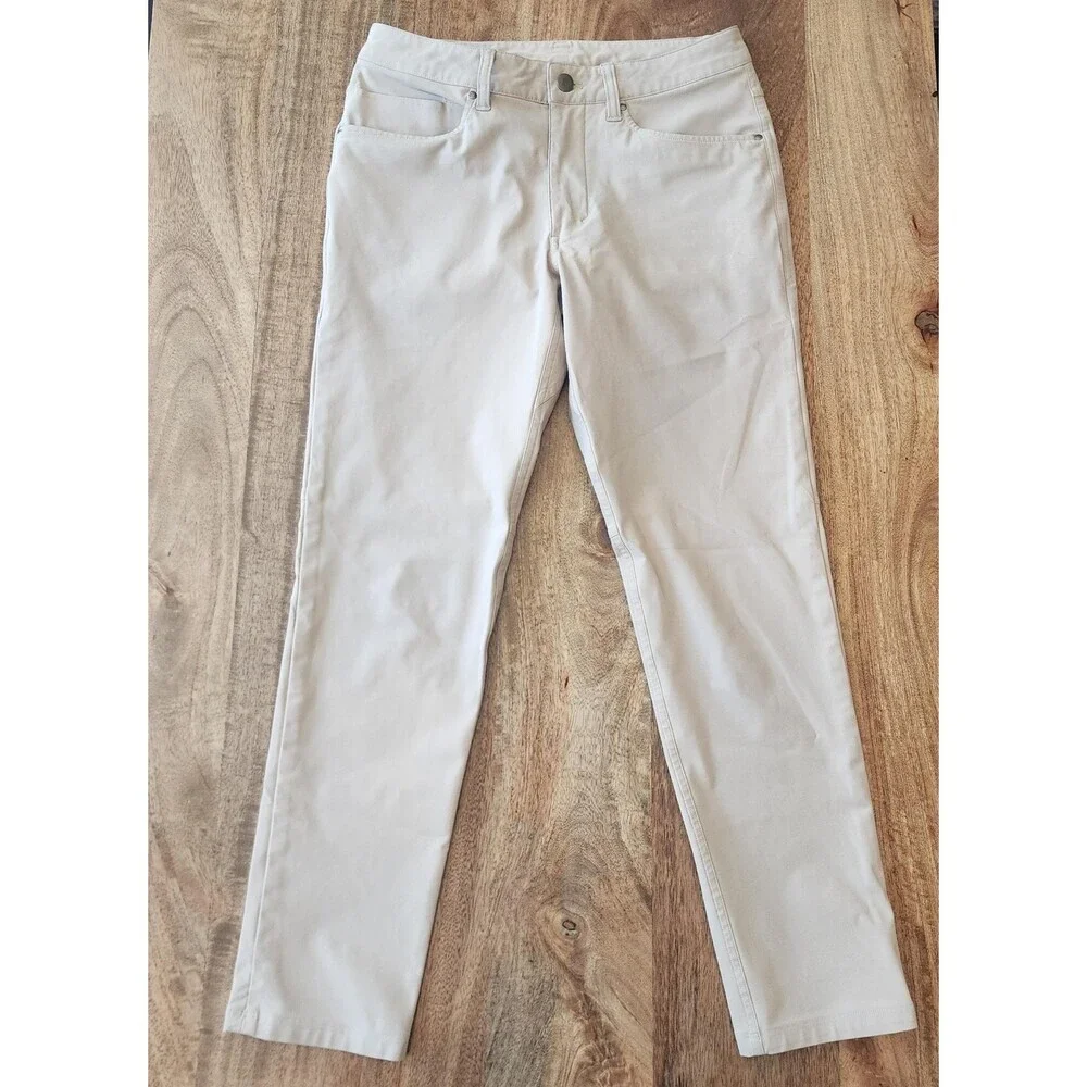 Lululemon Pants Mens 28 Beige Slim Fit Stretch Khaki 5 Pocket Casual Athletic